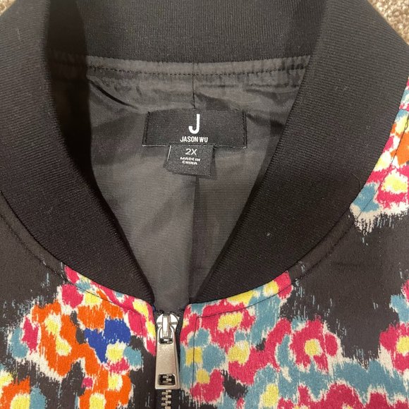 J by Jason Wu Women's Abstract Floral Bomber Jacket, Size 2X - Picture 3 of 5